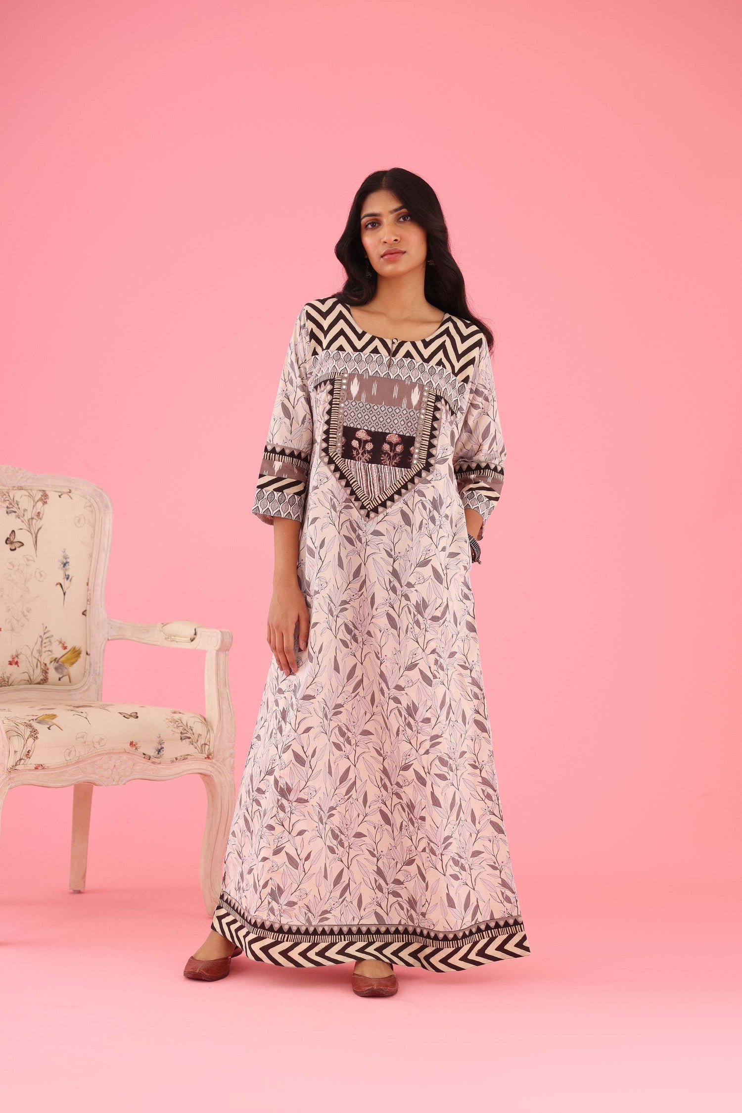 Devi Caftan Cream Grey (8429117210923)