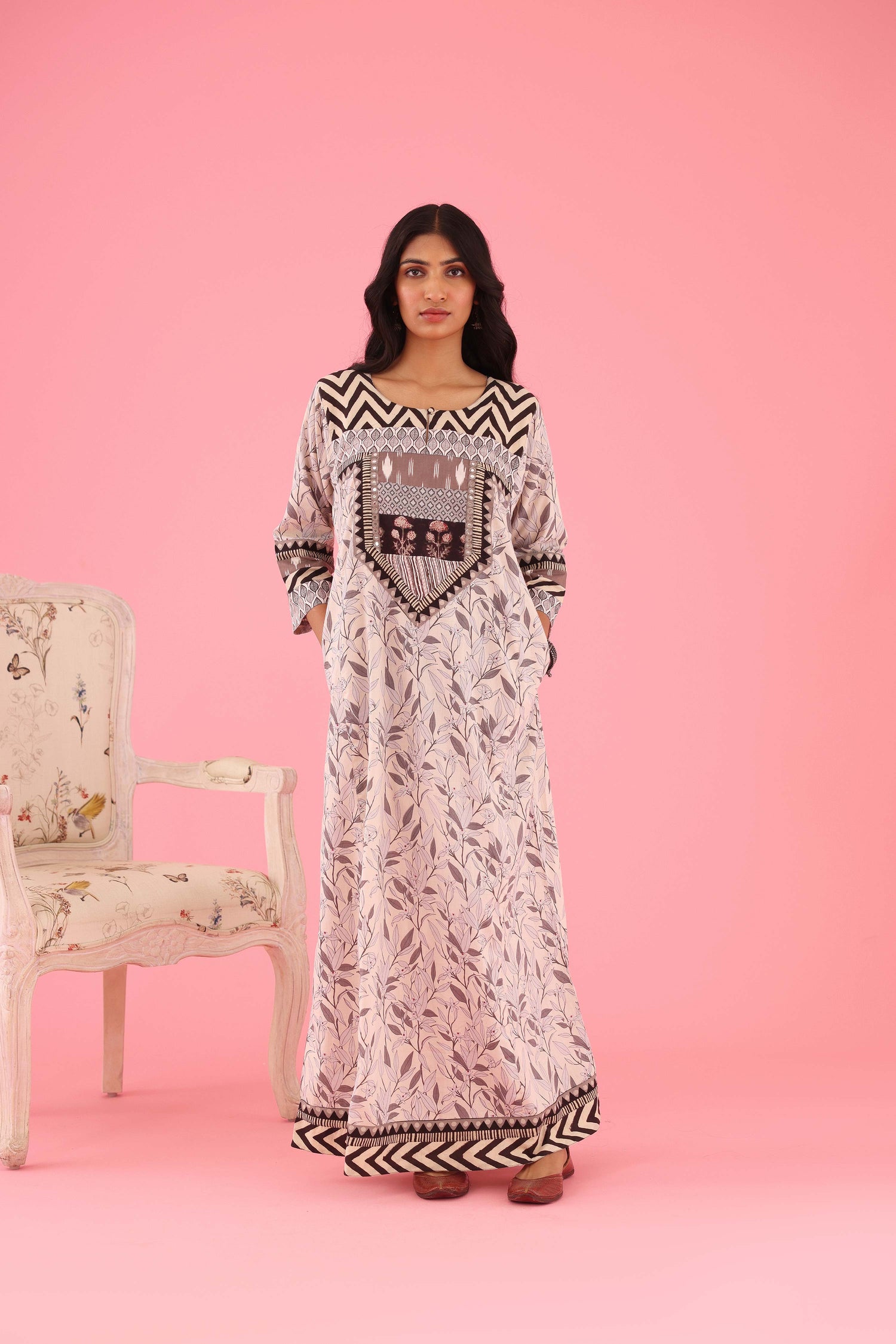 Devi Caftan Cream Grey (8429117210923)