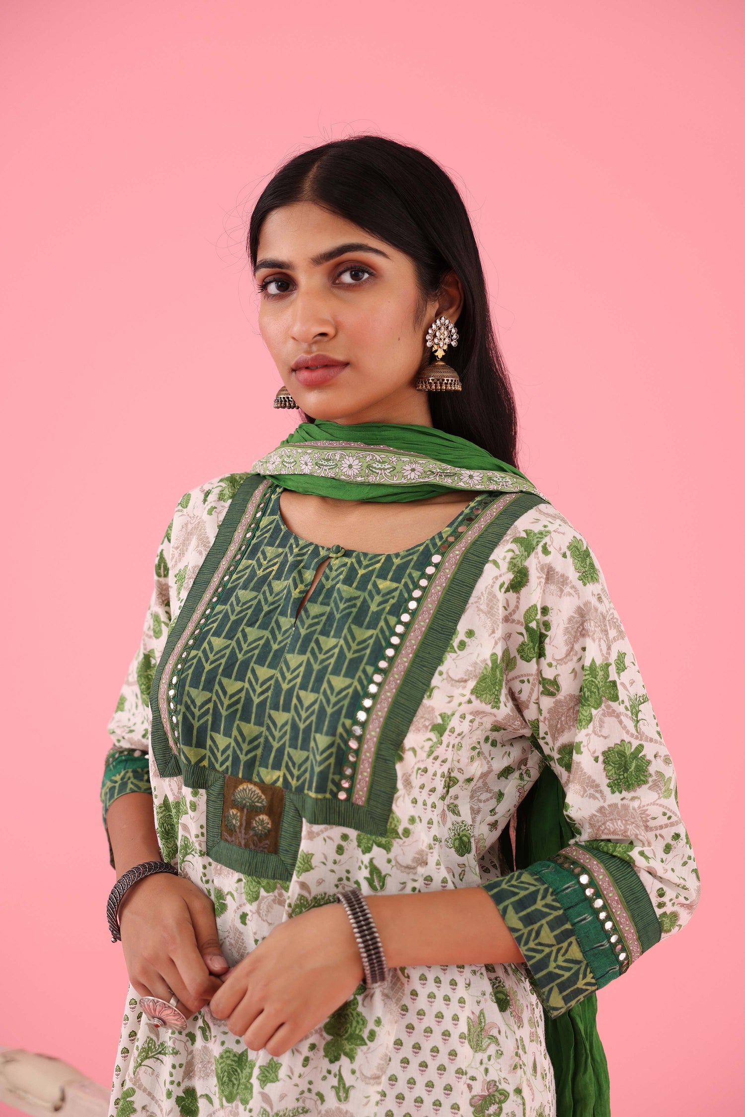 Choga Kurta White Green (8426632511787)