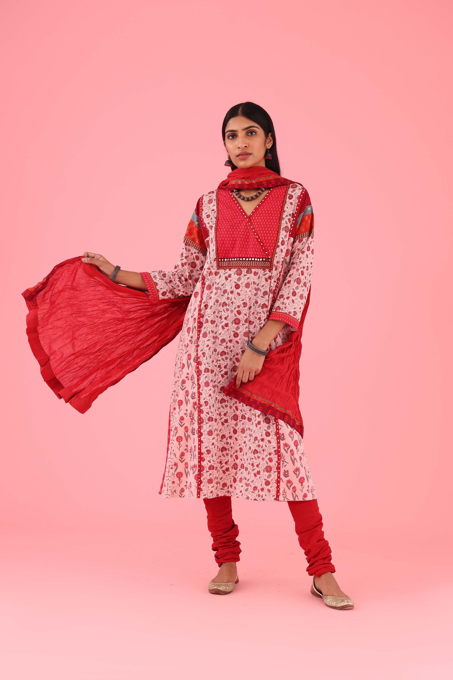 Rozana Cotton Crinkled Dupatta Red (8426751787307)
