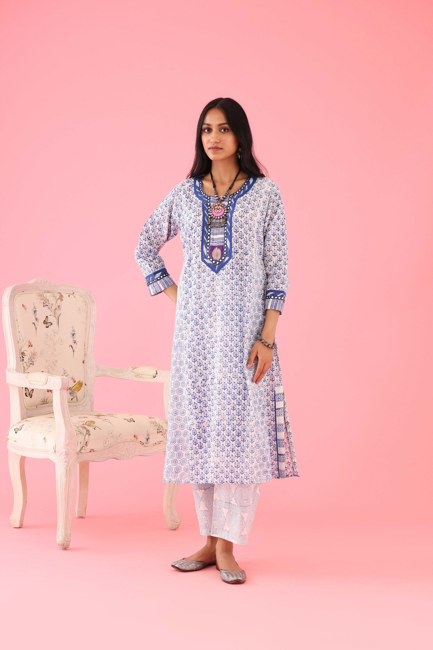 Choga Kurta White Blue (8426625270059)