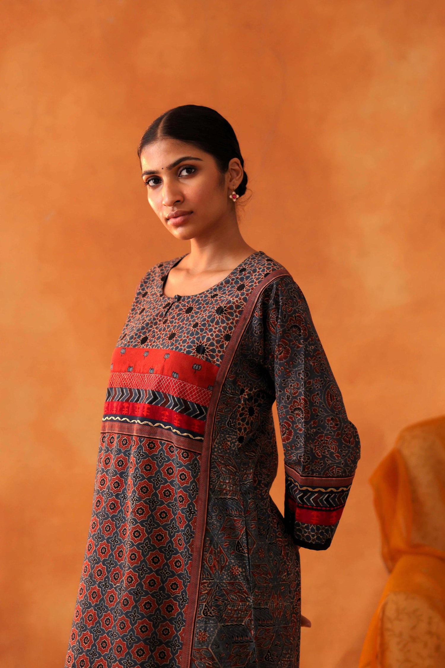 Afreen Caftan Indigo Rust (8439321362731)