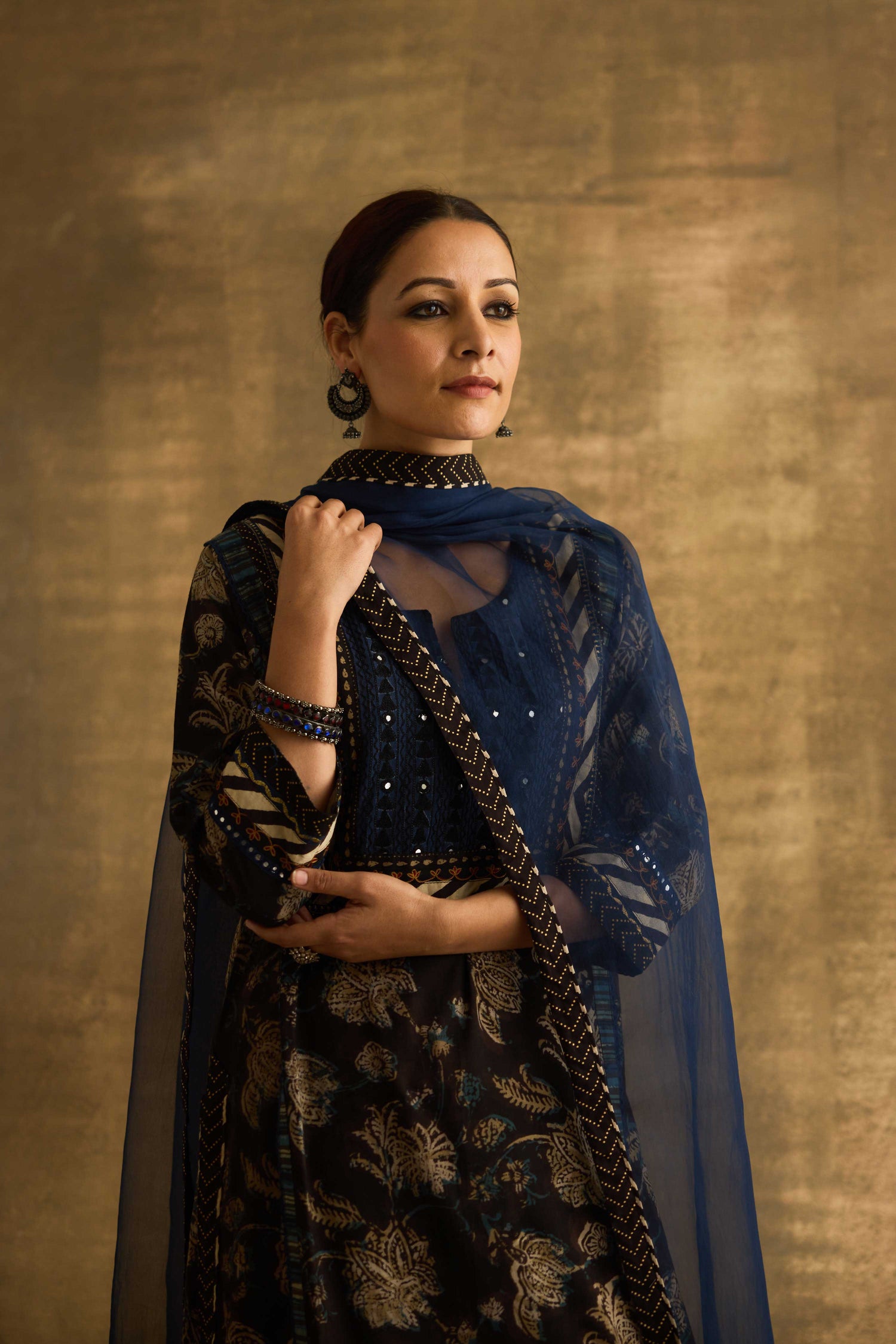 Rozana Kurta Black Beige (9888745652523)
