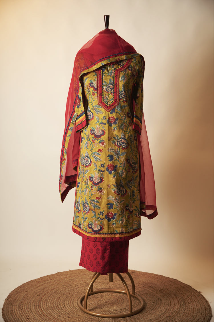 Anu Hand Block Printed Cotton Kurta Green