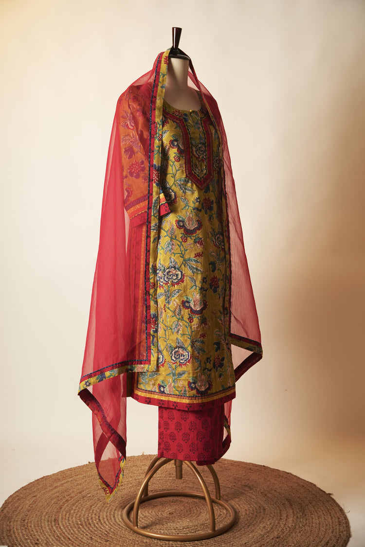 Anu Hand Block Printed Cotton Kurta Green