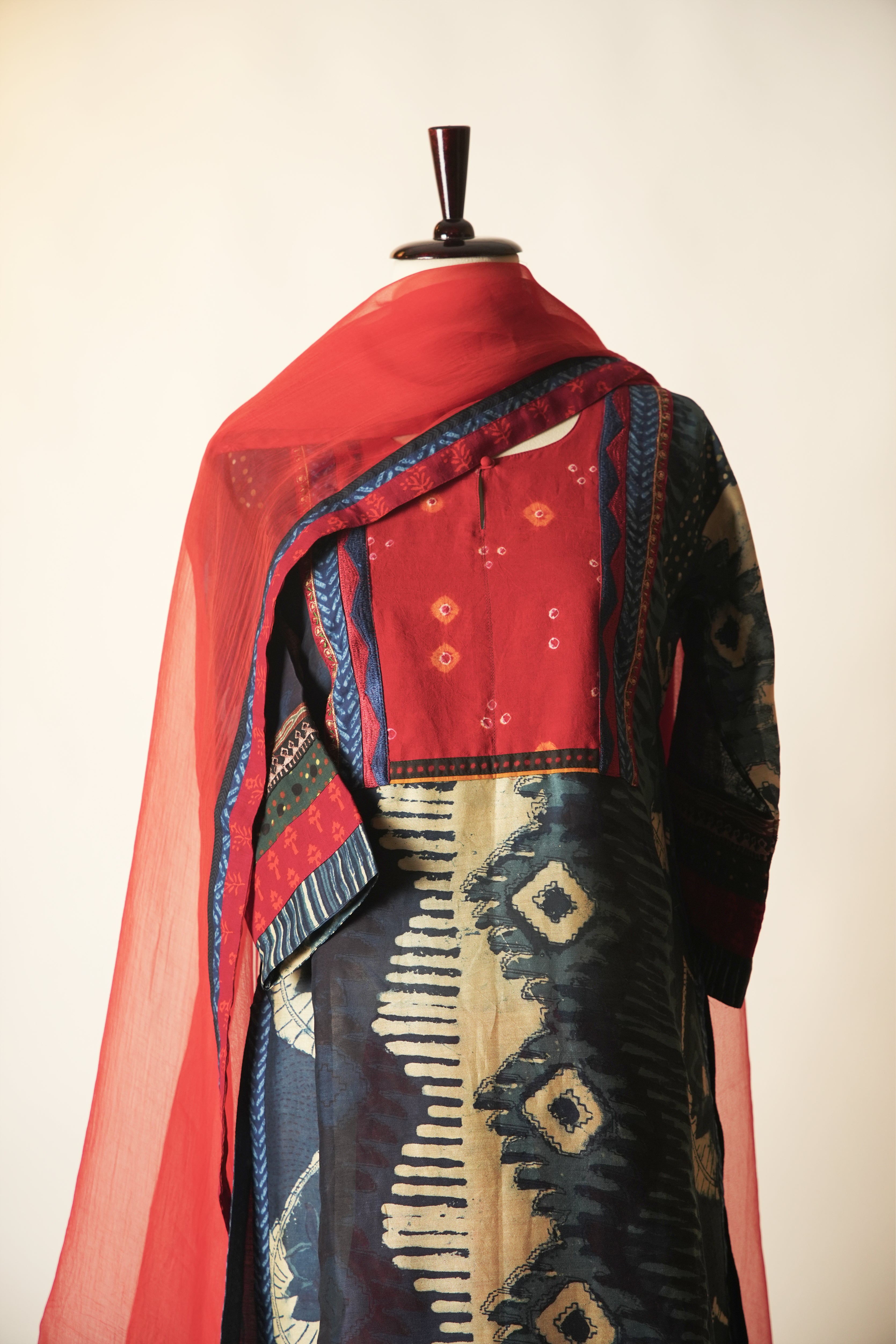 Rozana Hand Block Printed Chanderi Kurta Blue