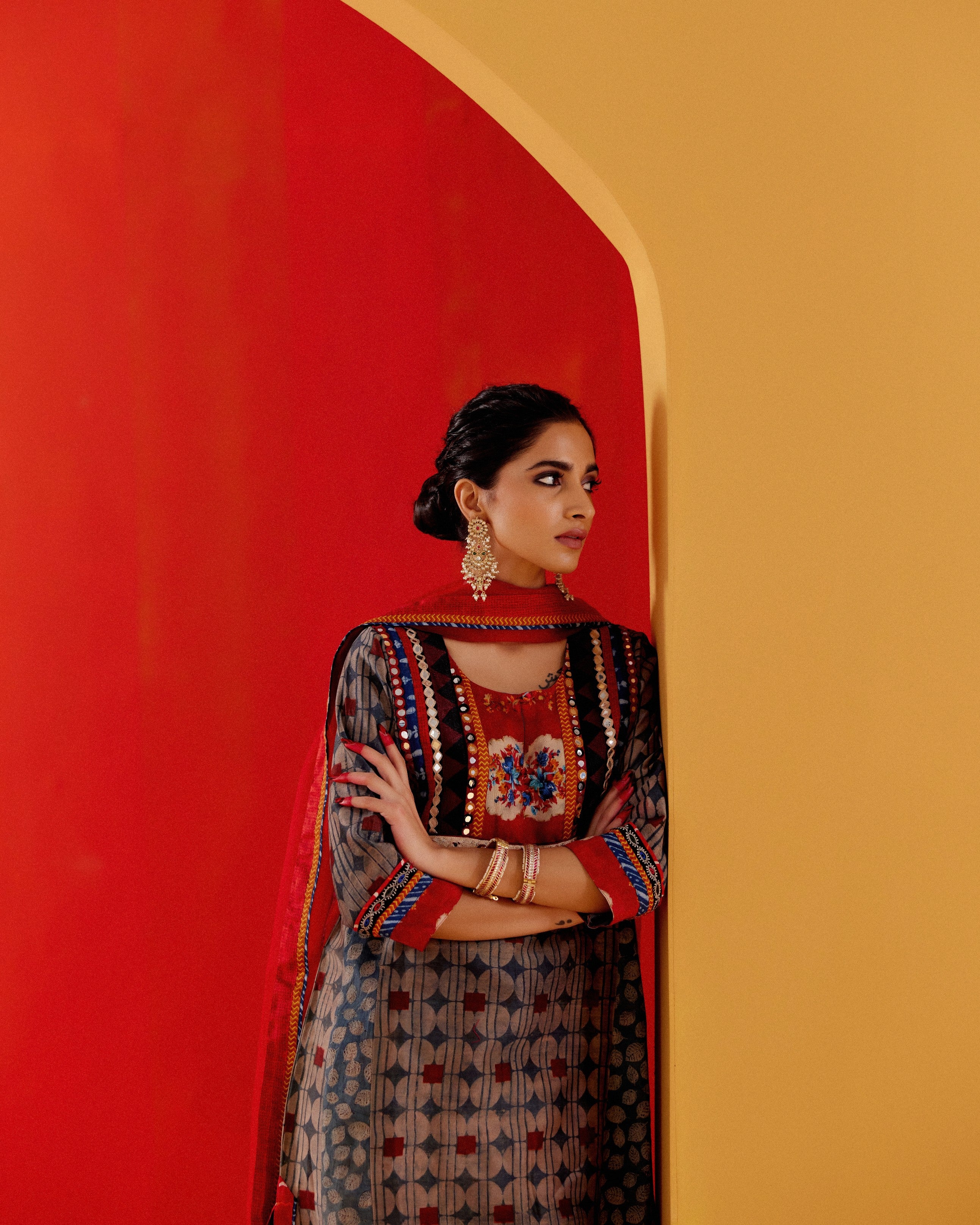 Choga Kurta Blue Maroon (8810208887083)