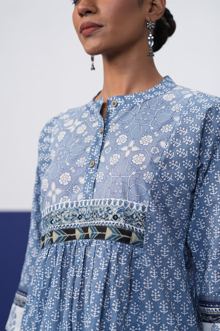 Banjara Cotton Printed Kurta Light Blue