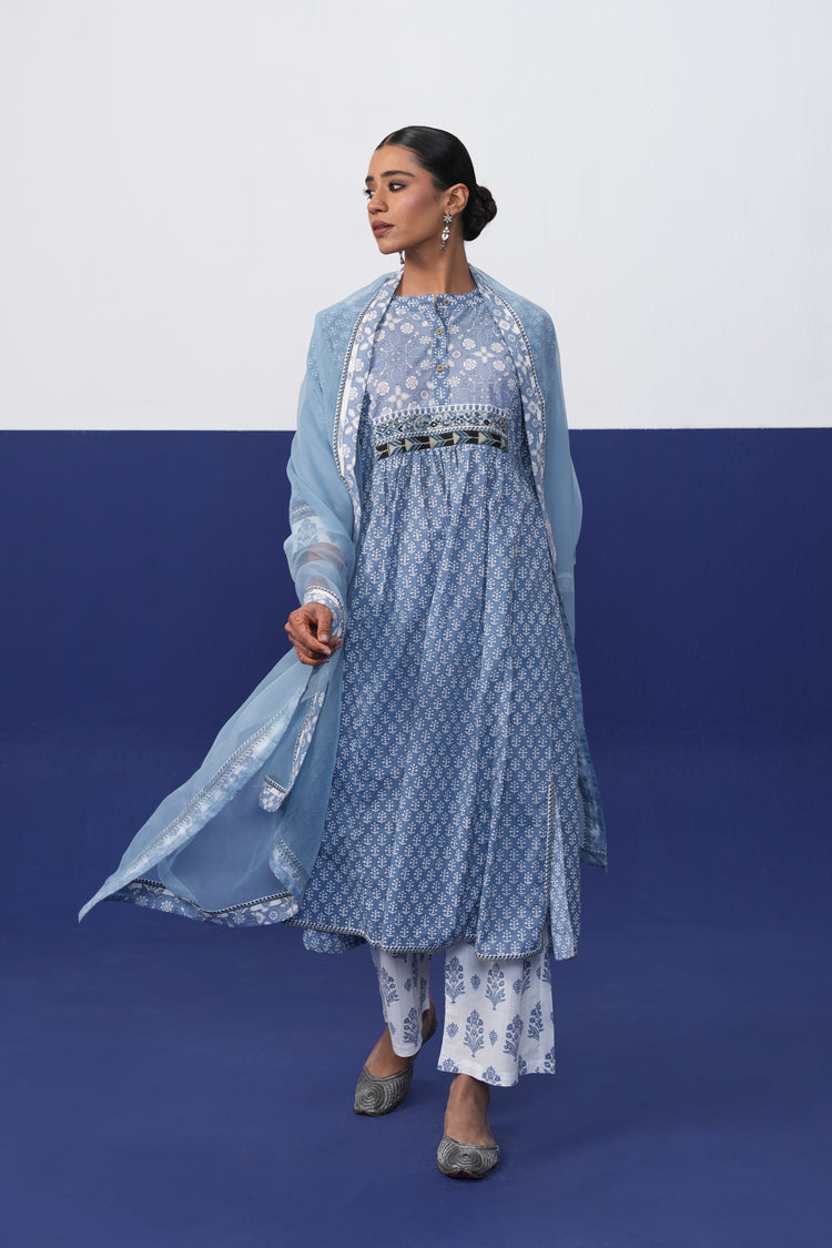 Banjara Cotton Printed Kurta Light Blue