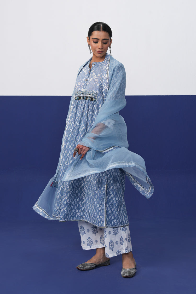 Banjara Cotton Printed Kurta Light Blue