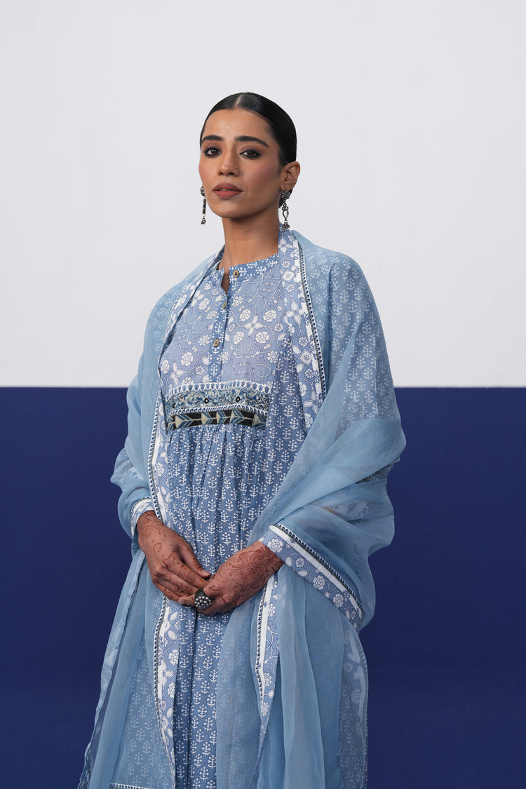 Banjara Cotton Printed Kurta Light Blue