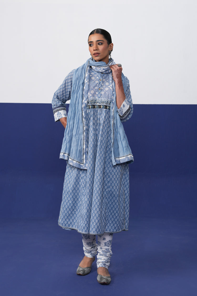 Banjara Cotton Printed Kurta Light Blue