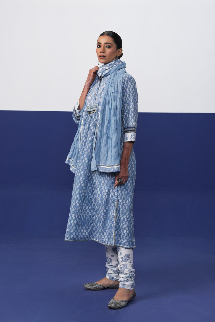 Banjara Cotton Printed Kurta Light Blue