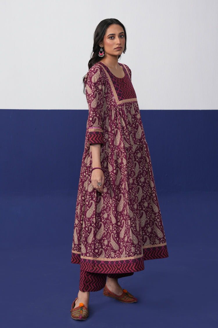Kairi Cotton Printed Kurta Mauve