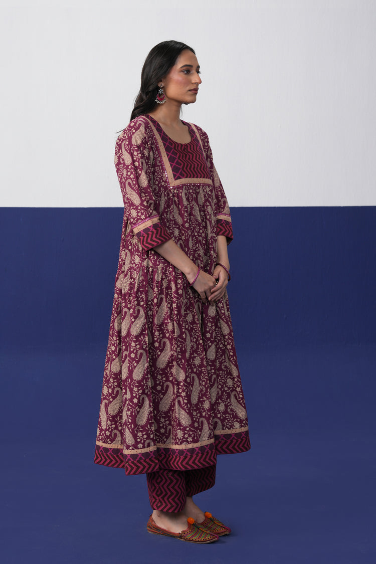 Kairi Cotton Printed Kurta Mauve