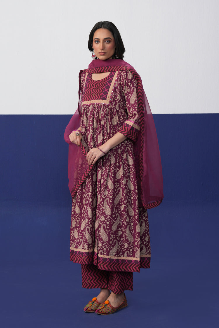 Kairi Cotton Printed Kurta Mauve