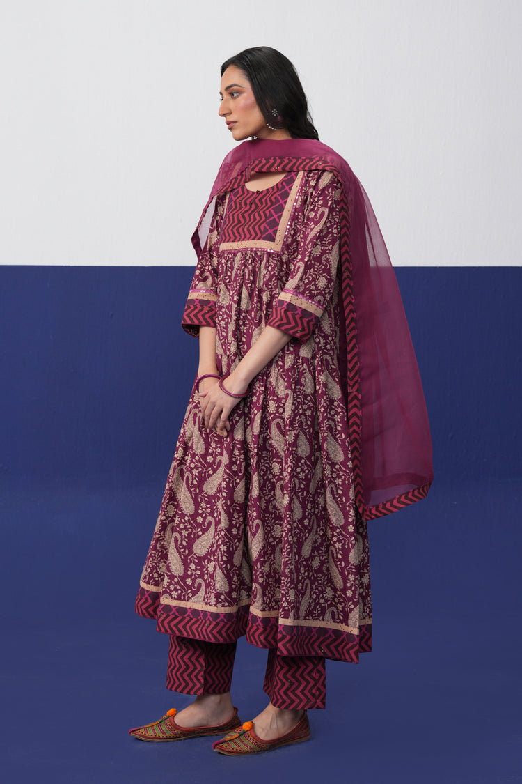 Kairi Cotton Printed Kurta Mauve