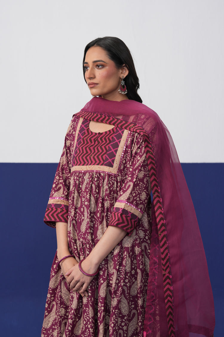 Kairi Cotton Printed Kurta Mauve