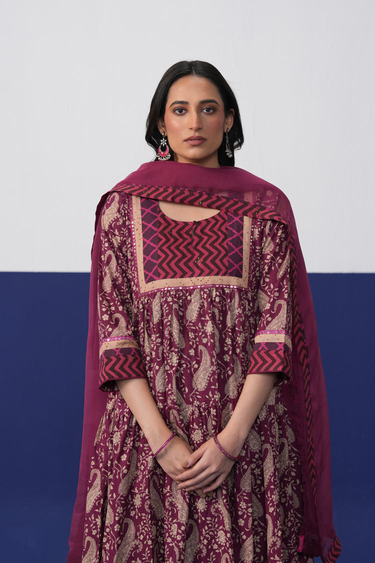 Kairi Cotton Printed Kurta Mauve