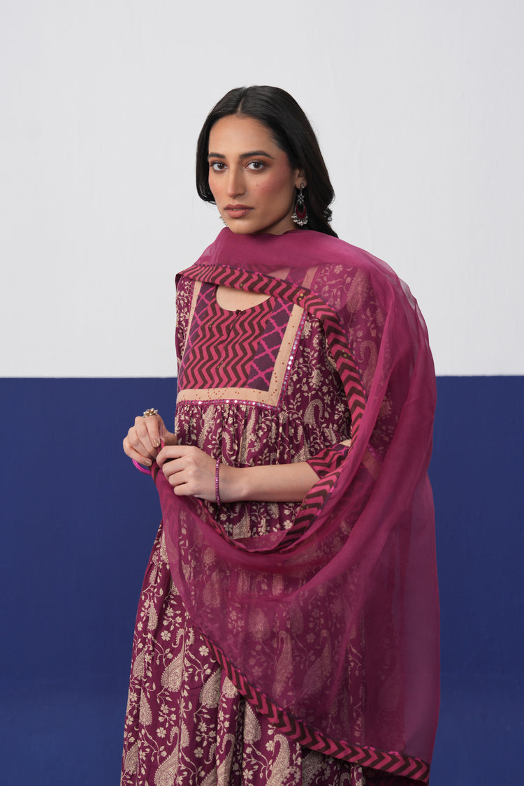 Kairi Cotton Printed Kurta Mauve