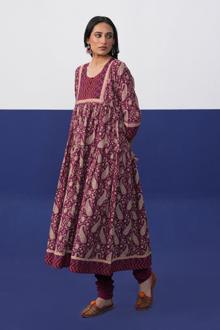 Kairi Cotton Printed Kurta Mauve