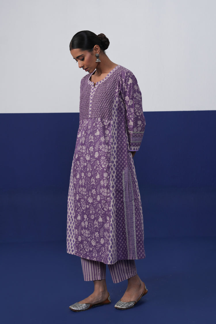Tulsi Cotton Printed Kurta Purple