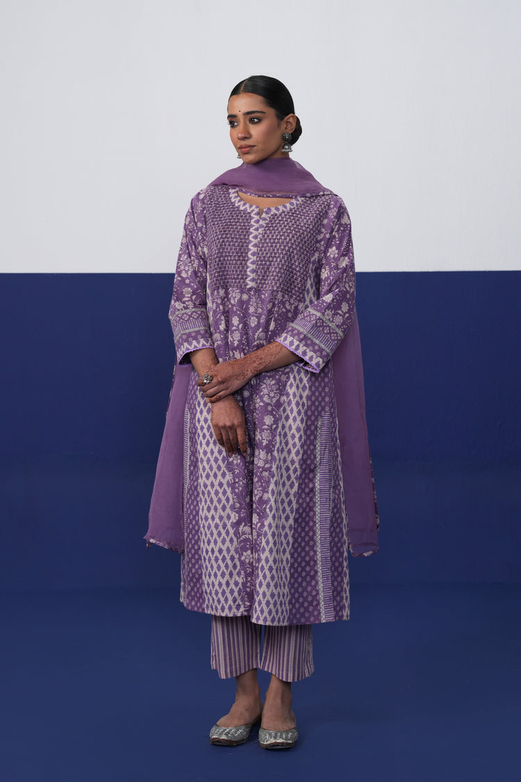 Tulsi Cotton Printed Kurta Purple