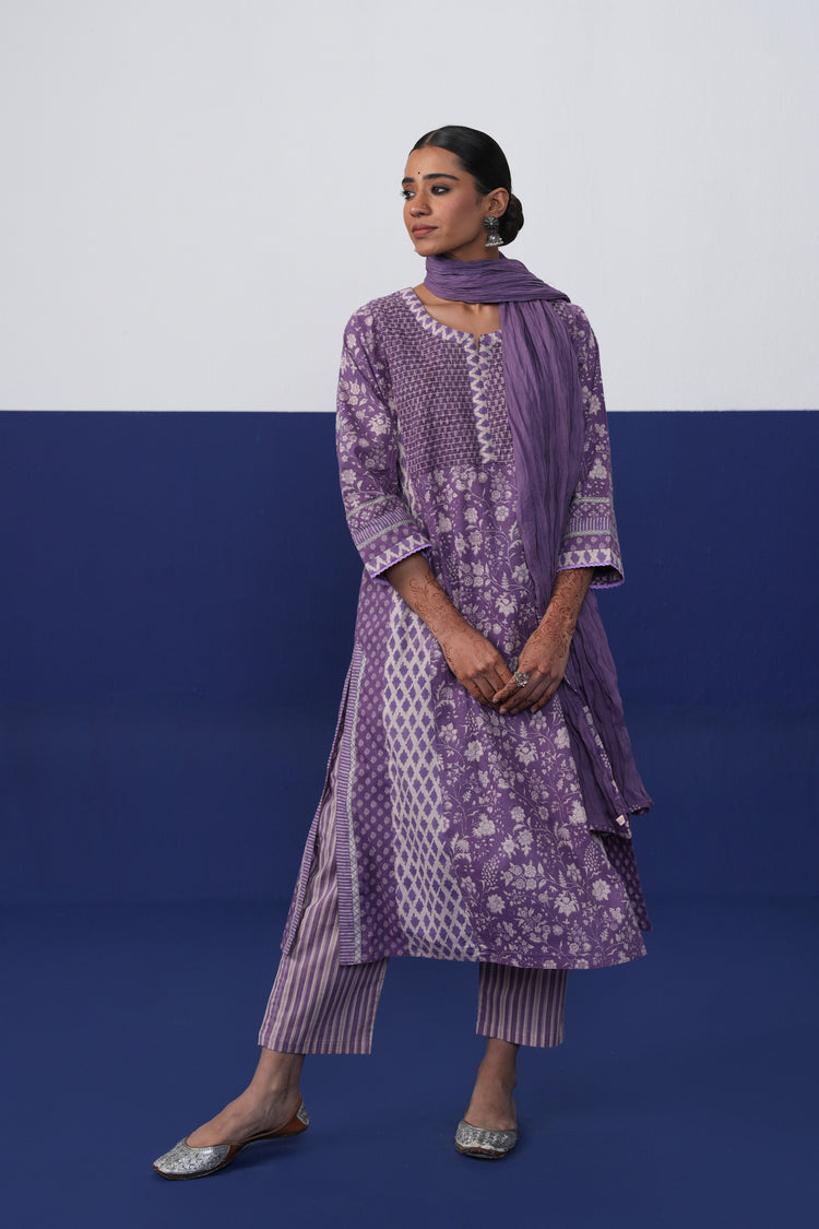 Tulsi Cotton Printed Kurta Purple