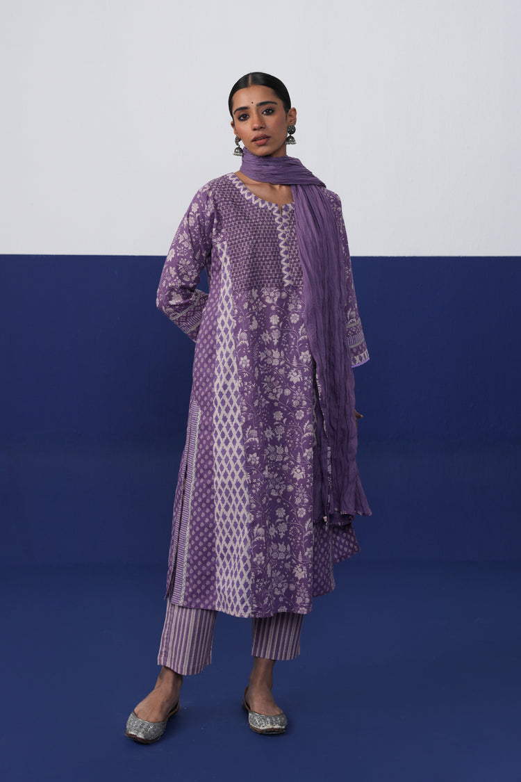 Tulsi Cotton Printed Kurta Purple