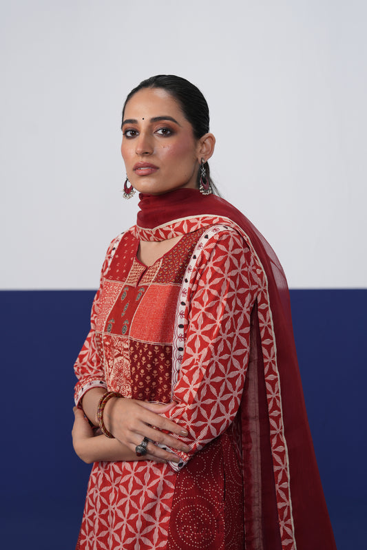 Dienne Cotton Printed Kurta Red