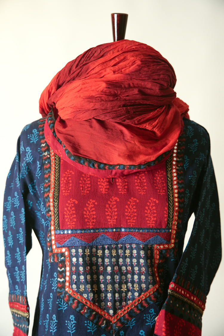 Devi Hand Block Printed Cotton Kurta Dark Blue