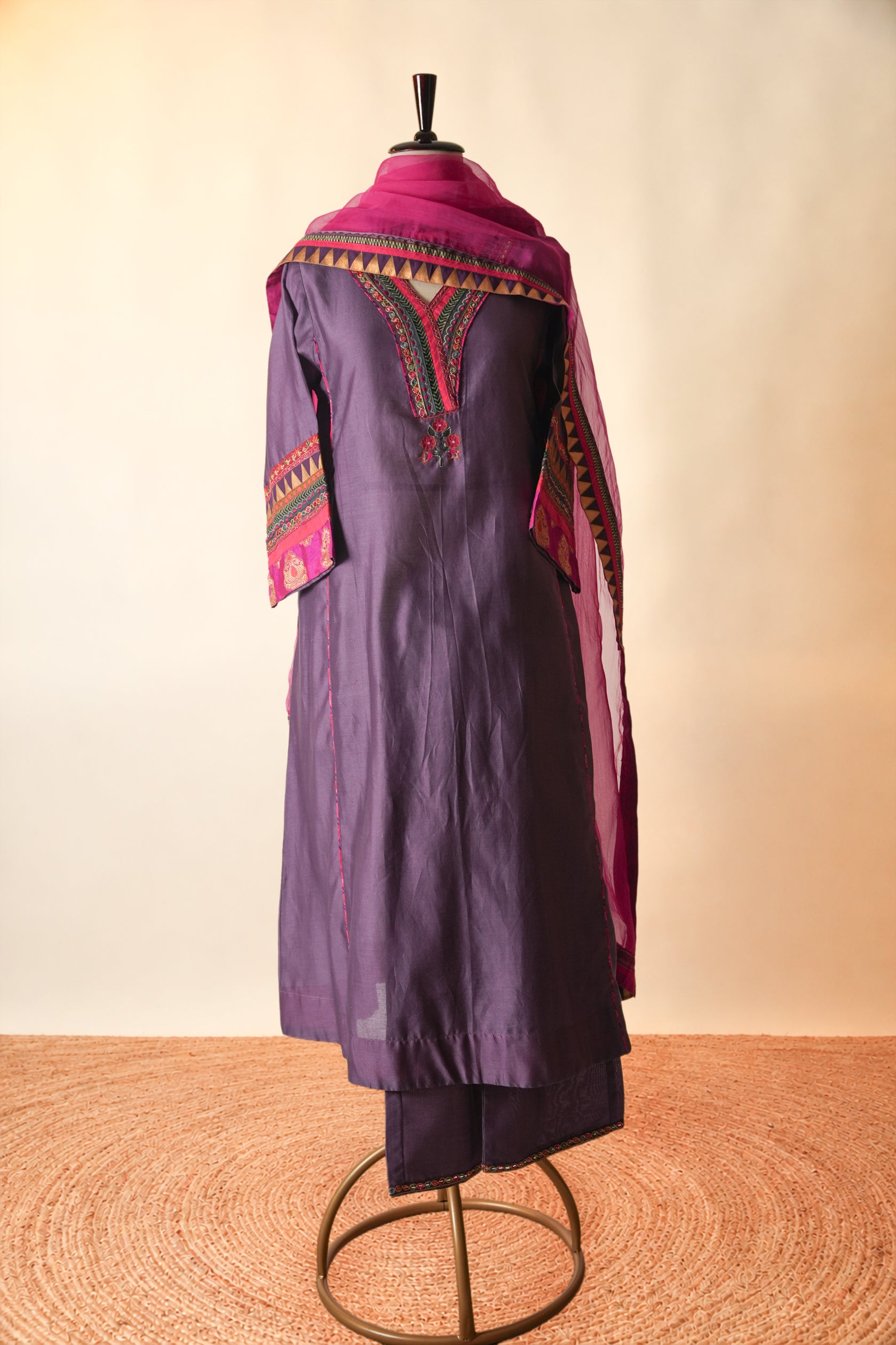 Rozana Chanderi Straight Pant Purple