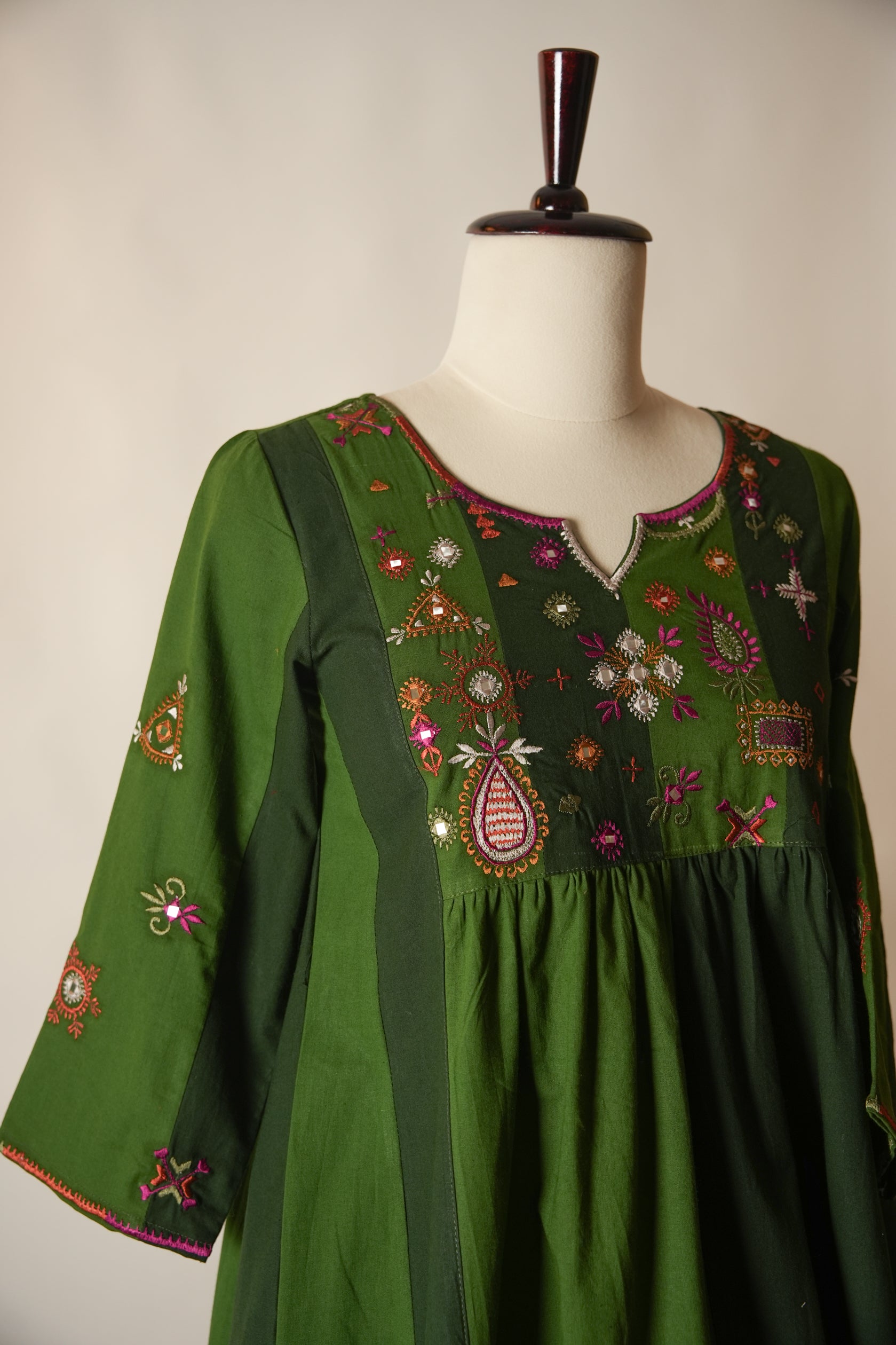Dreamy Embroidered Cotton Kurta Green