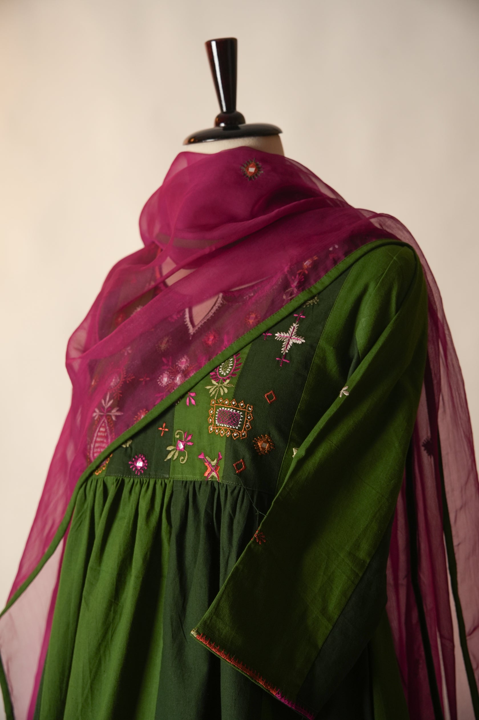Dreamy Embroidered Cotton Kurta Green