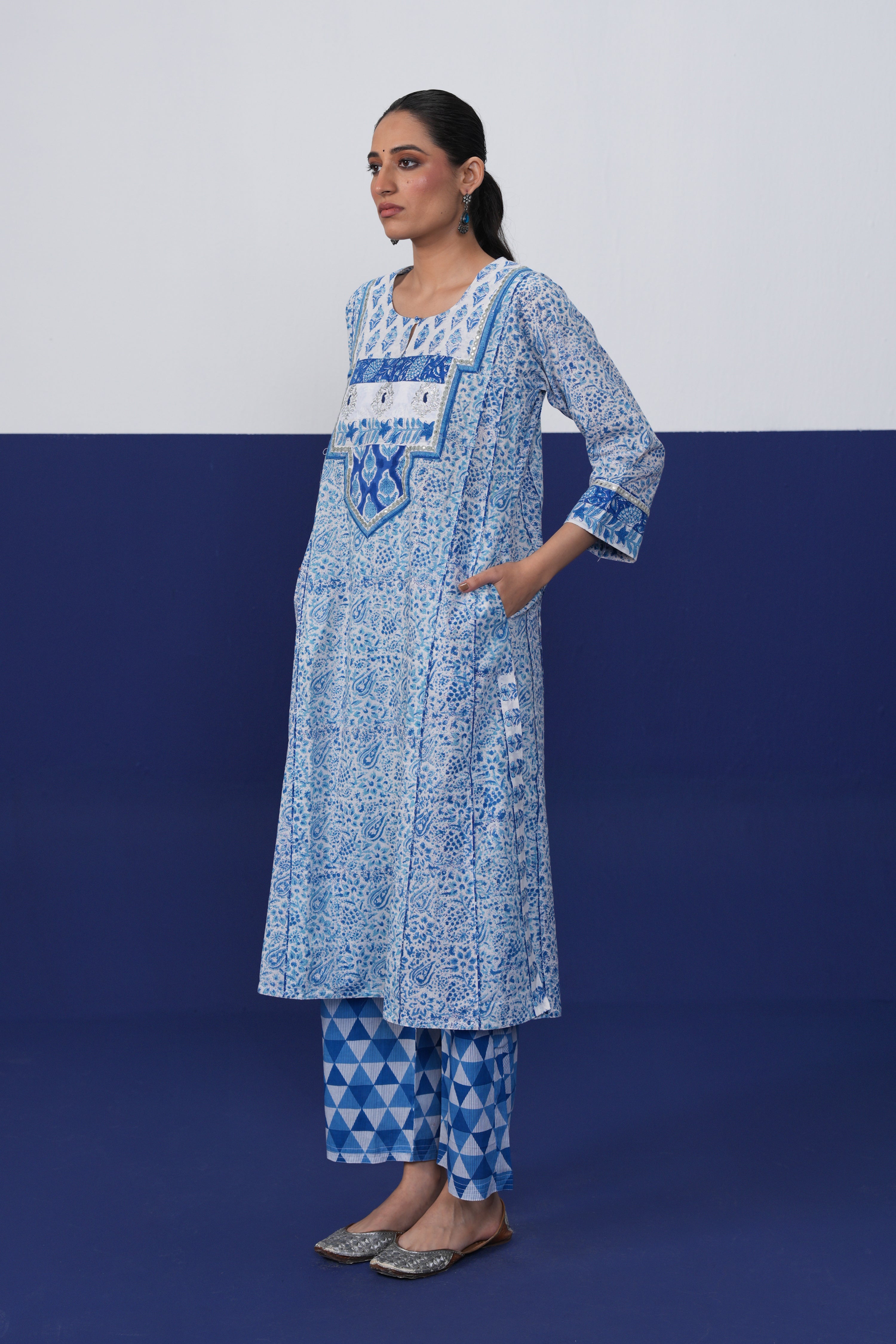 Rozana Pant White Blue