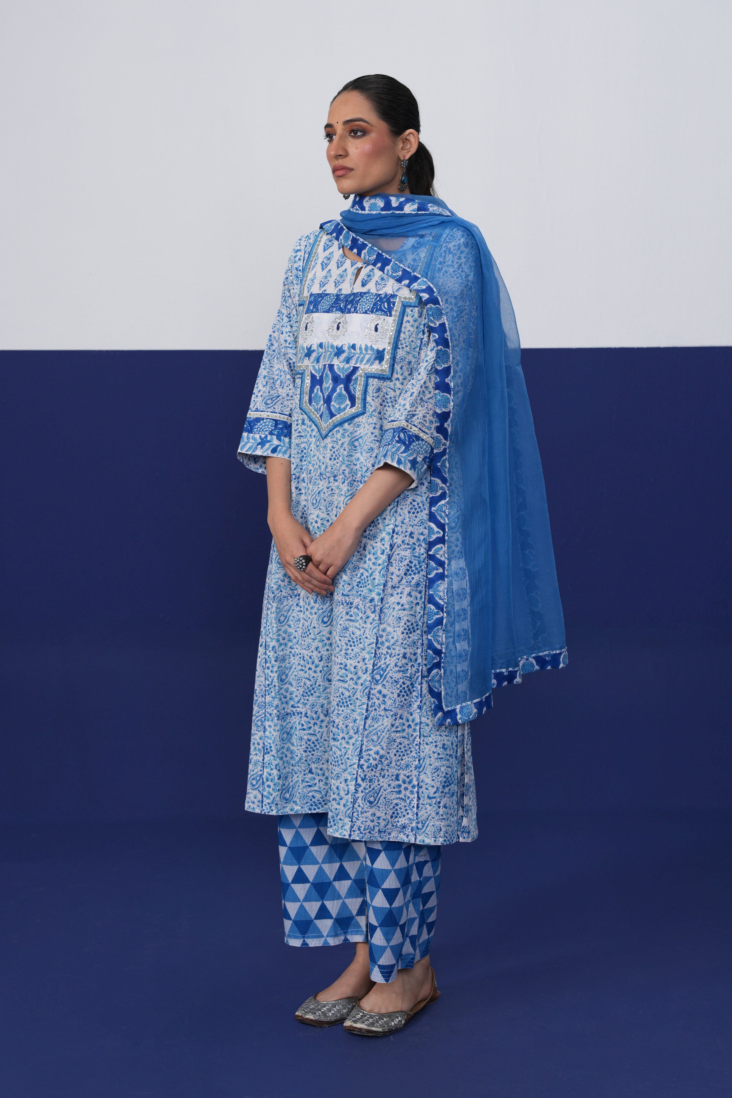 Rozana Pant White Blue