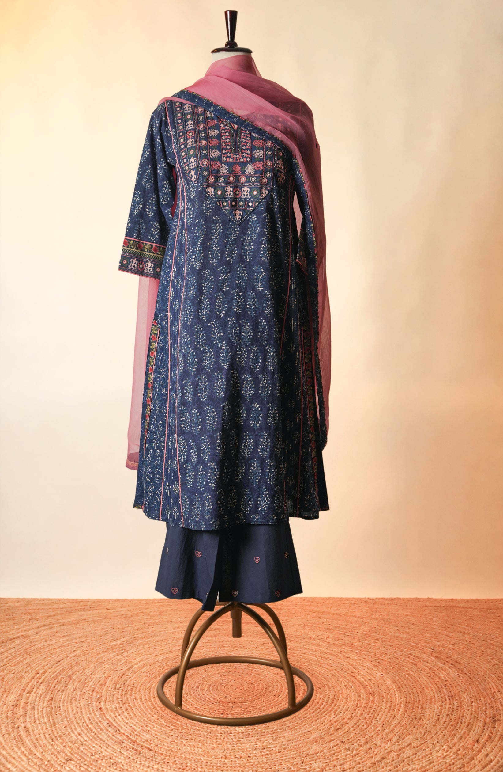 Rozana Embroidered Straight Pant Indigo