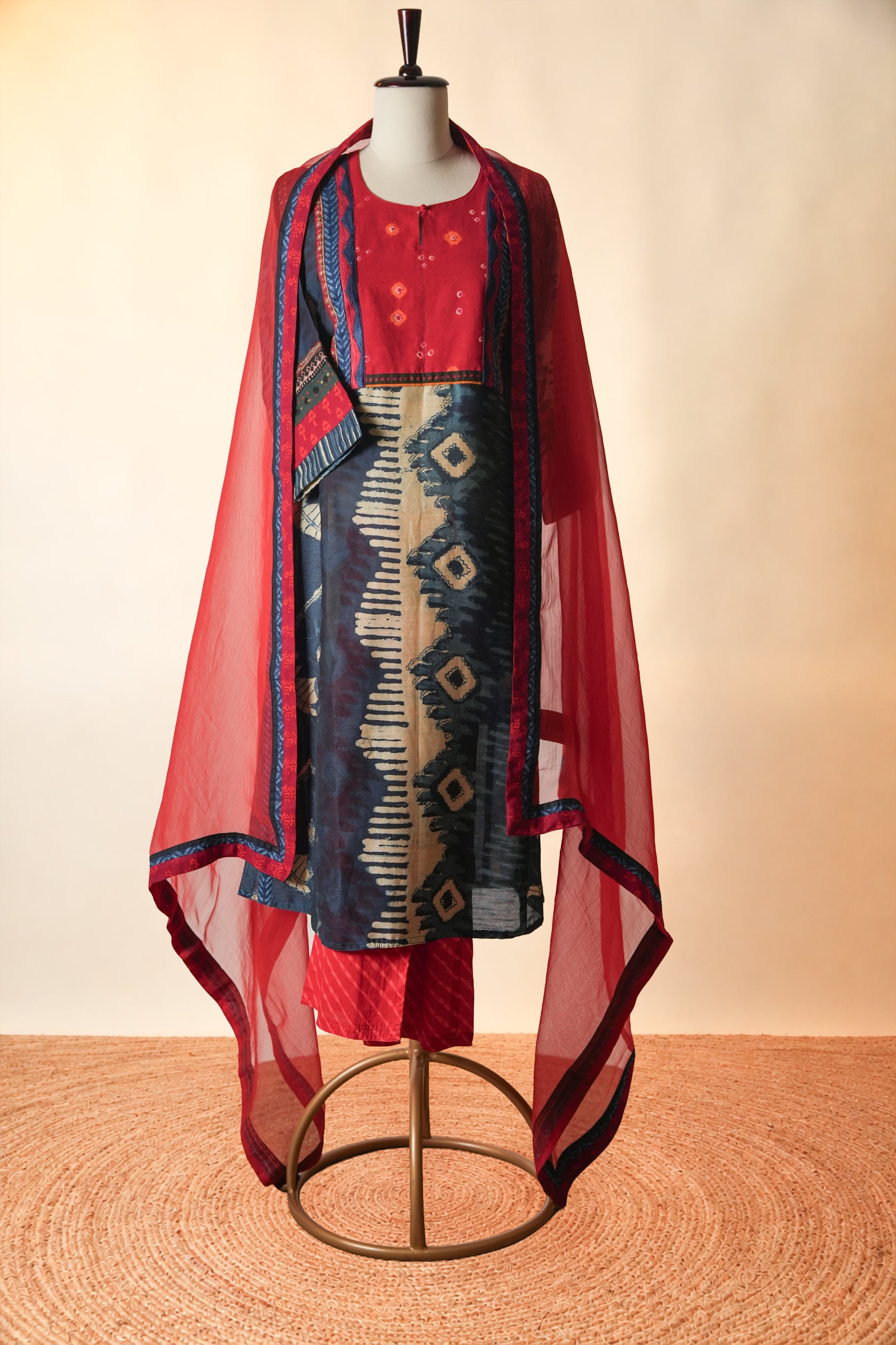 Medh Treated Chiffon Dupatta Red