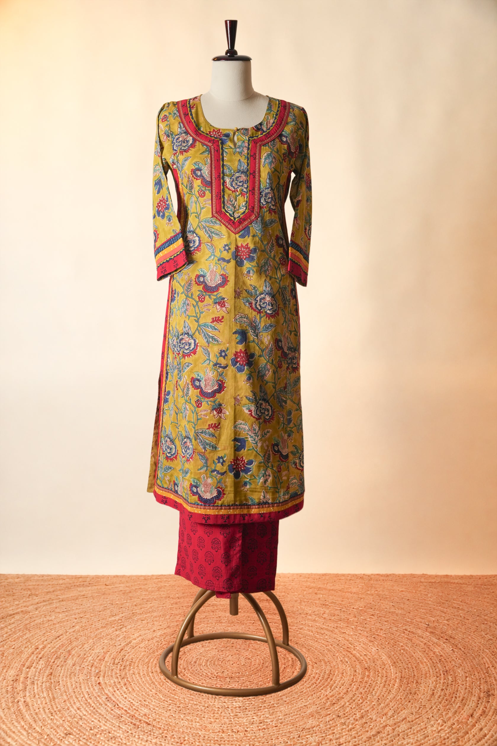 Anu Hand Block Printed Cotton Kurta Green