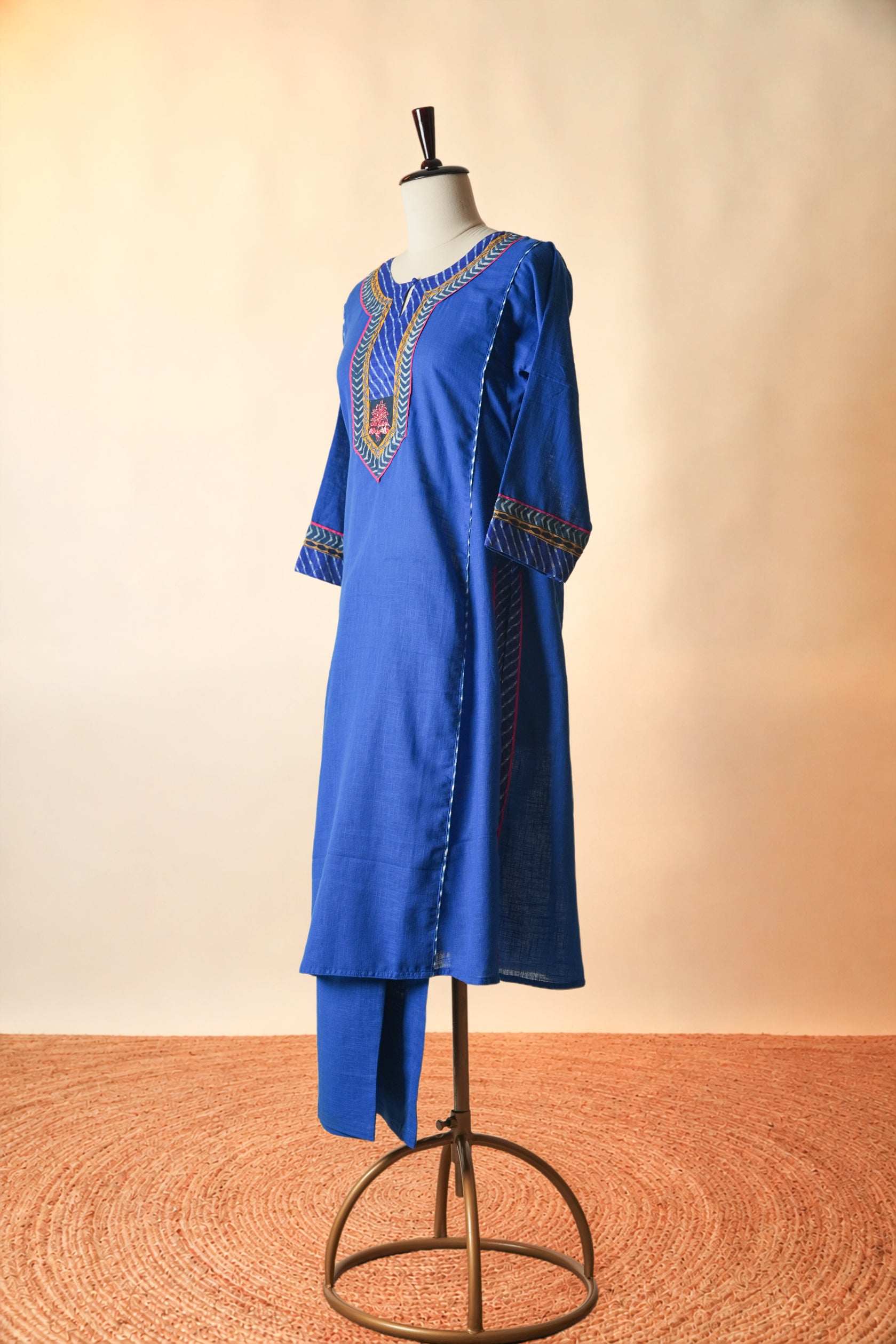 Rozana Cotton Slub Pant Blue