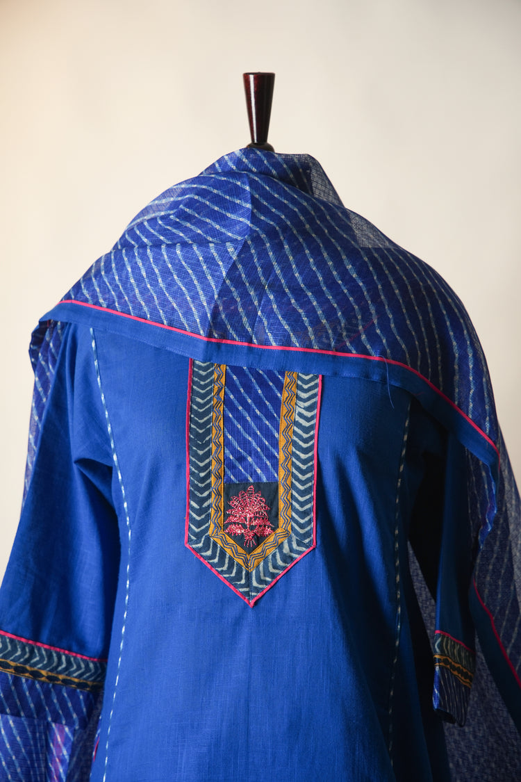 Rozana Cotton Slub Kurta Blue