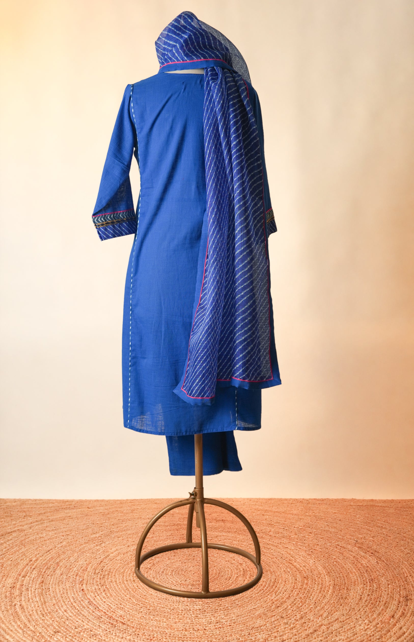 Rozana Cotton Slub Kurta Blue