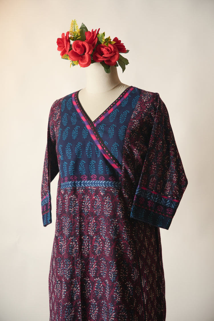 Rozana Printed Cotton Caftan Red