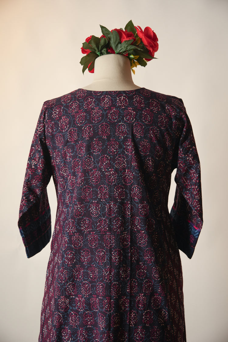 Rozana Printed Cotton Caftan Red