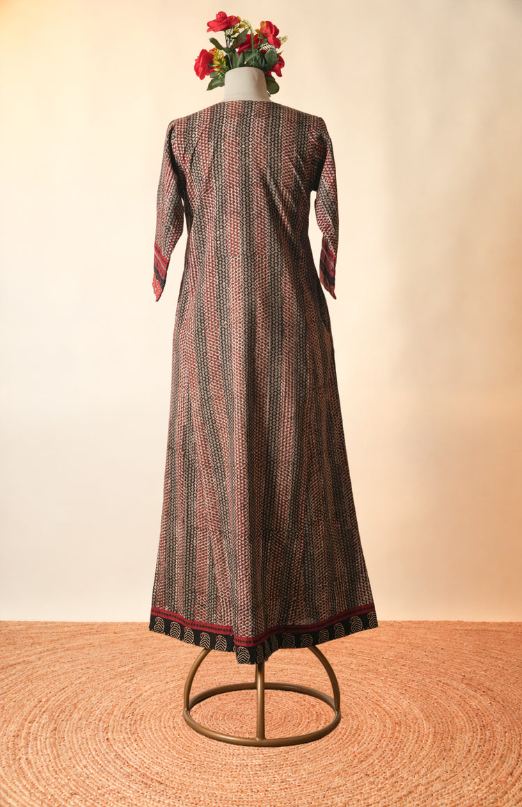 Rozana Printed Cotton Caftan Wine
