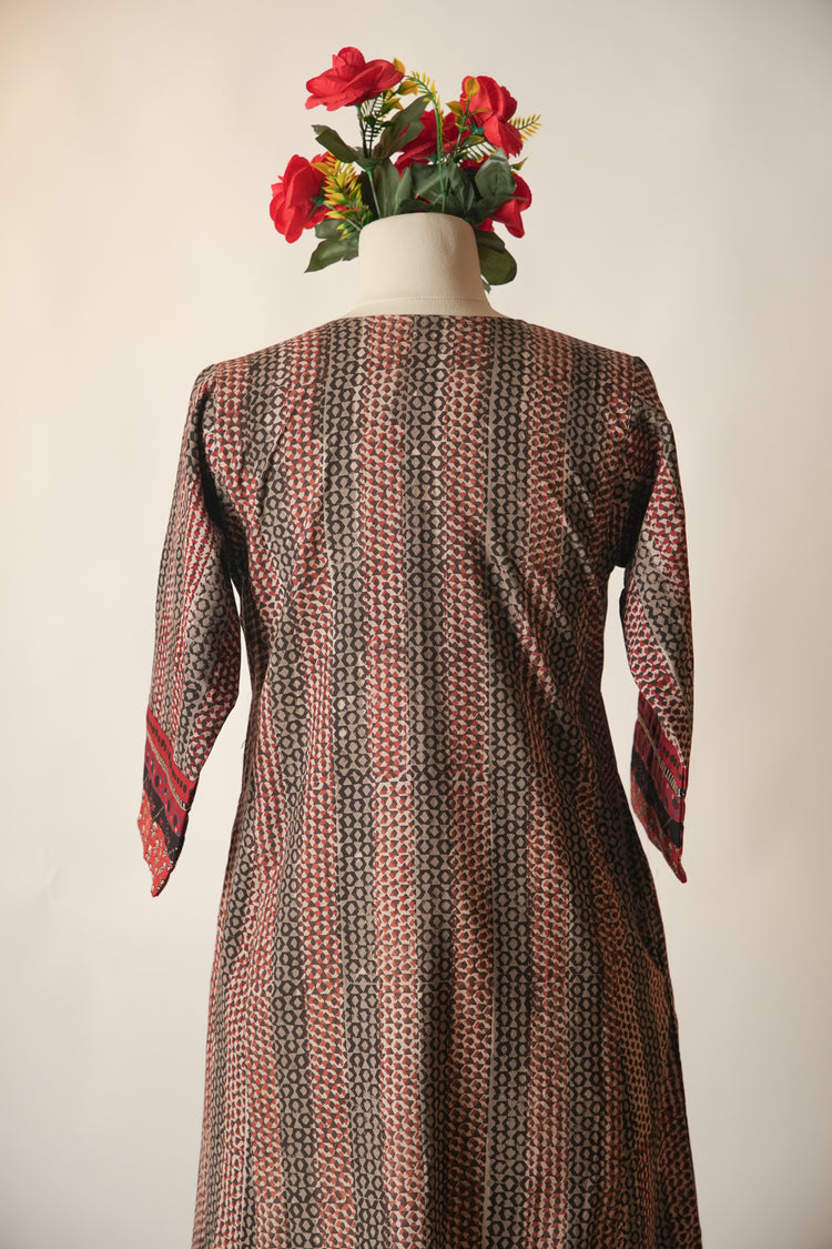 Rozana Printed Cotton Caftan Wine