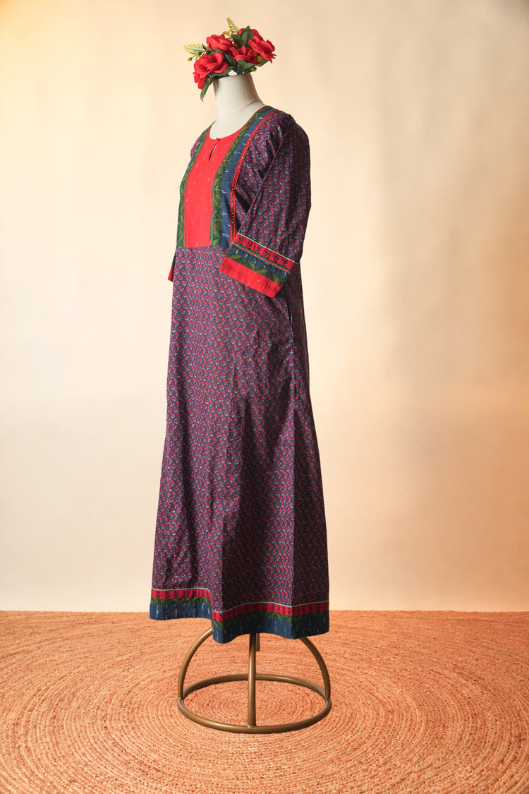 Rozana Printed Cotton Caftan Blue