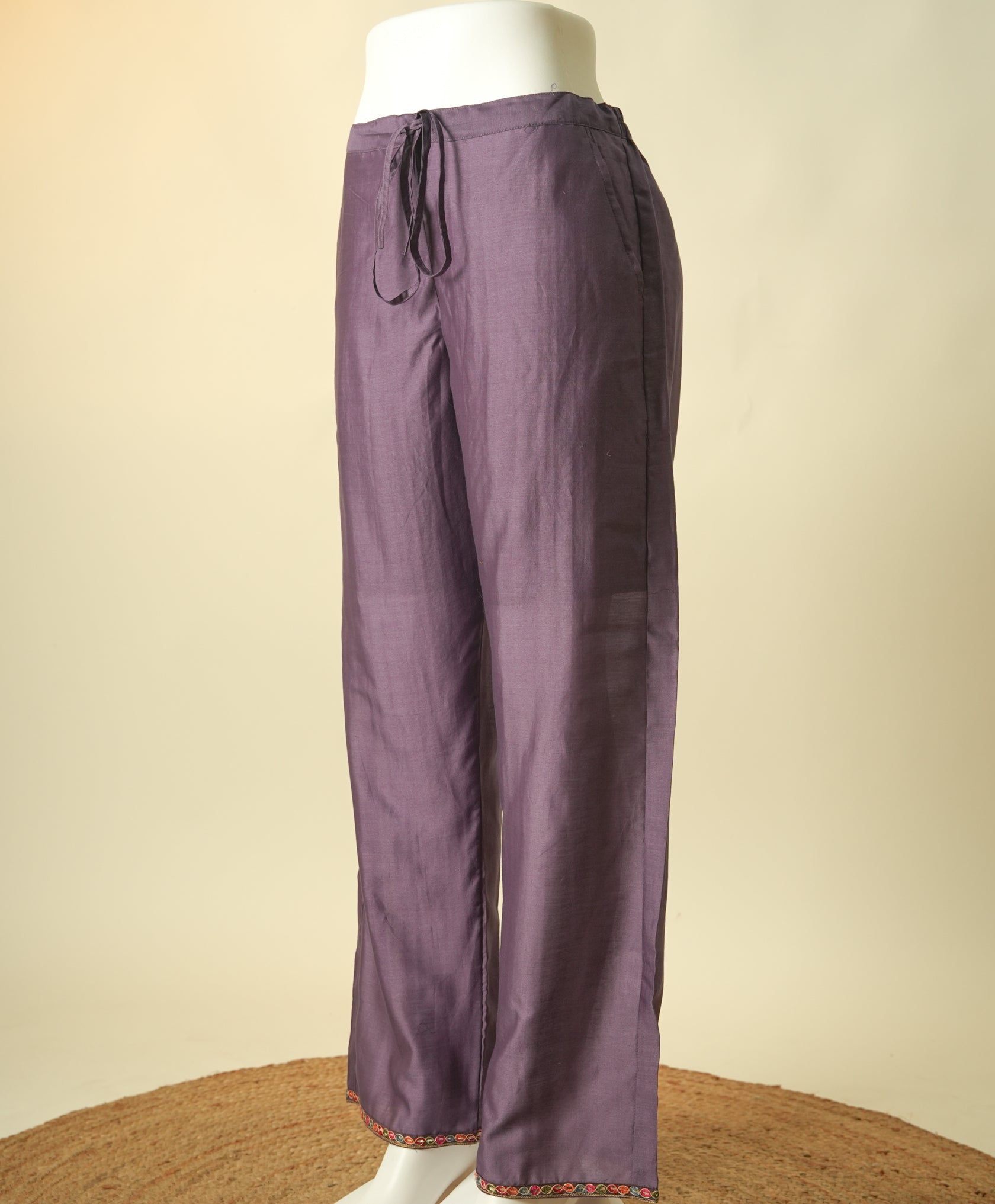 Rozana Chanderi Straight Pant Purple