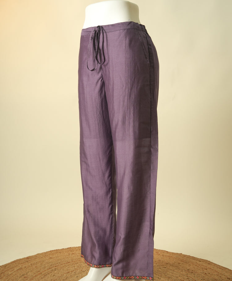 Rozana Chanderi Straight Pant Purple