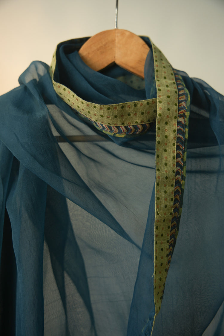 Medh Treated Chiffon Dupatta Blue